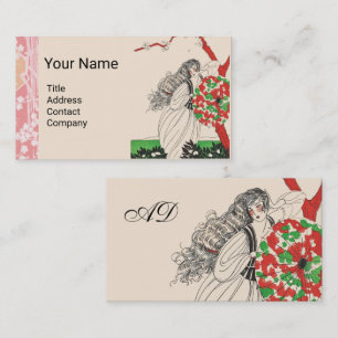 LADY WITH UMBRELLA Art Deco Beauty Fashion Hair Business Card