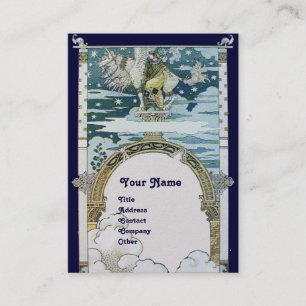 LADY WITH UNICORN ,blue white gold Business Card