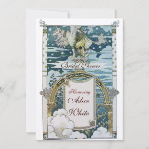 LADY WITH UNICORN BRIDAL SHOWER PARTY GOLD INVITATION