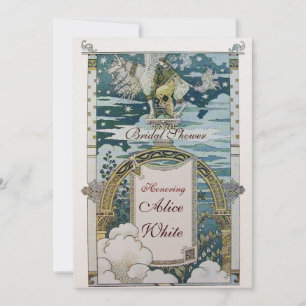 LADY WITH UNICORN BRIDAL SHOWER PARTY GOLD INVITATION