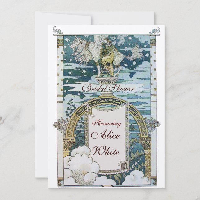 LADY WITH UNICORN BRIDAL SHOWER PARTY INVITATION (Front)