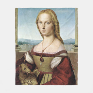 Lady with Unicorn - Raphael - c1506 Fleece Blanket