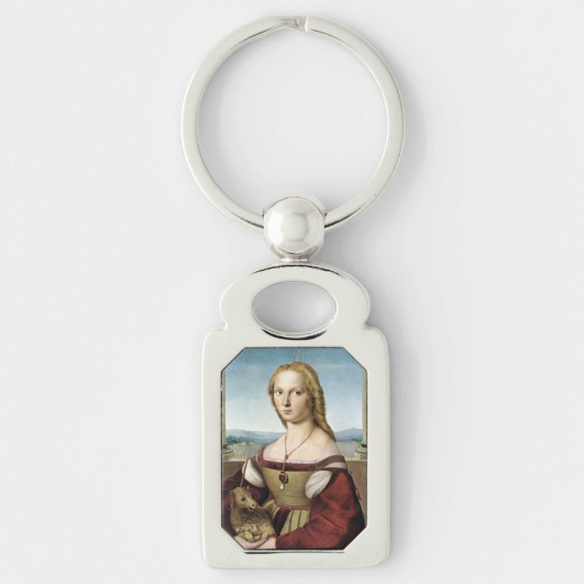 Lady with Unicorn - Raphael - c1506 Key Ring (Front)