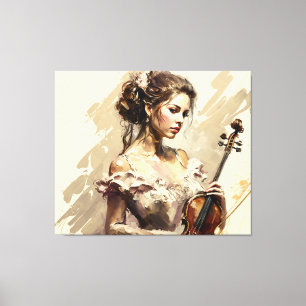 Lady with Violin Canvas Print