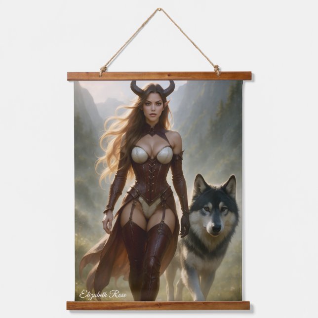 Lady Wolf Demoness Poster Hanging Tapestry (Front)