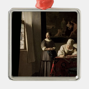 Lady writing a letter with her Maid, c.1670 Metal Tree Decoration