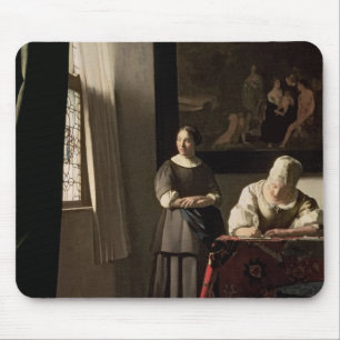 Lady writing a letter with her Maid, c.1670 Mouse Mat
