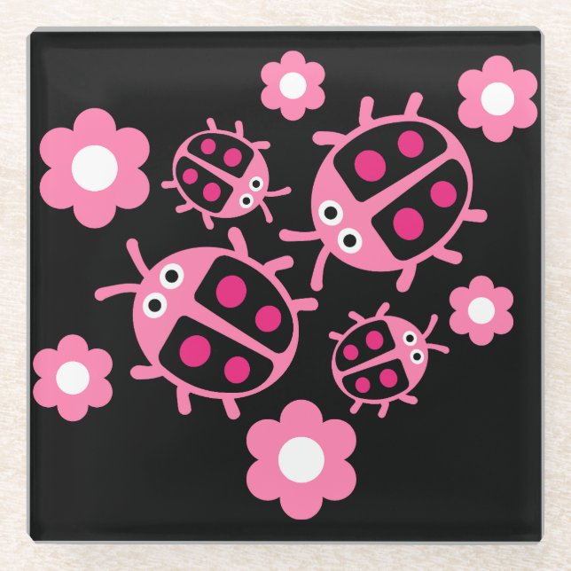 Ladybird And ladybug  Glass Coaster (Front)