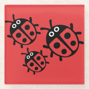 ladybird And Ladybug Glass Coaster