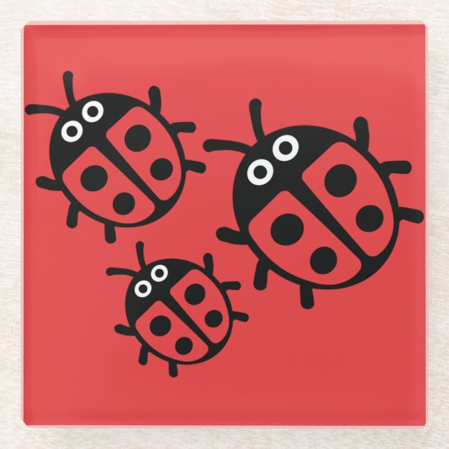 ladybird And Ladybug Glass Coaster (Front)