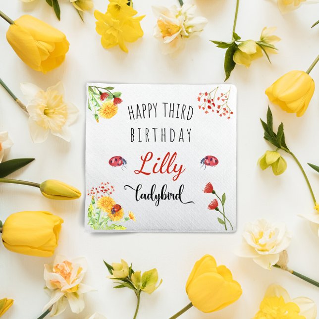 Ladybird Baby Girl Cute Spring Summer Birthday Napkin (Creator Uploaded)