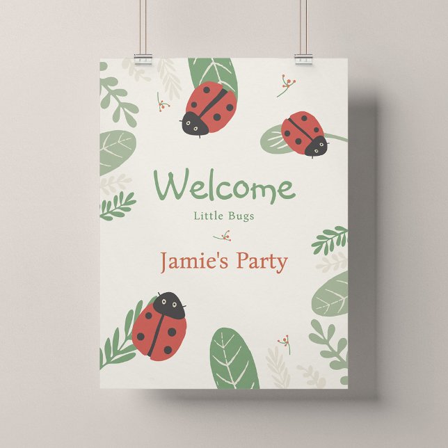 Ladybird Birthday Welcome Poster - 18x24 Size (Ladybird Meadow - 18x24" Party Welcome Poster)
