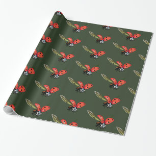 Ladybird Fly, Red ladybirds Wrapping Paper