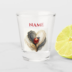 Ladybird Ladybug Heart Leaf Shot Glass