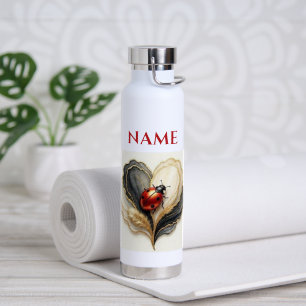 Ladybird Ladybug Heart Leaf Water Bottle