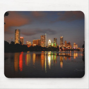 Ladybird Lake Austin Texas Night Skyline Mouse Mat