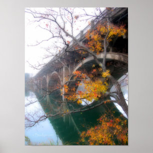 Ladybird Lake Bridge in Fall - Austin Texas Poster