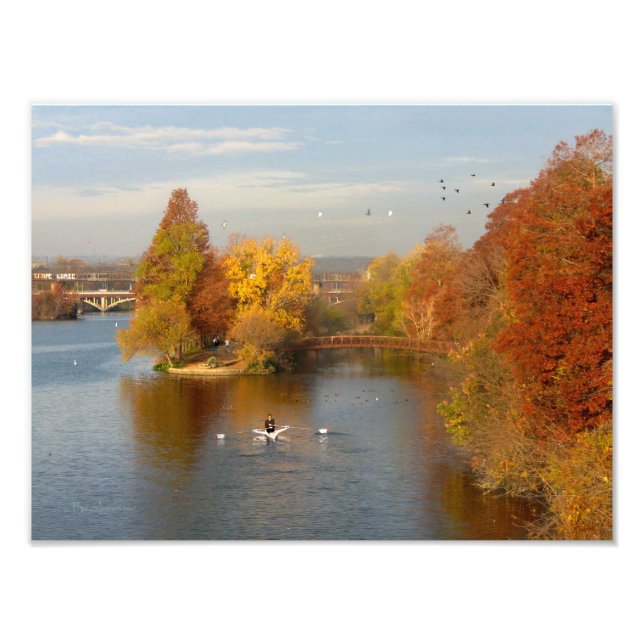 Ladybird Lake Fall Rower - Downtown Austin Texas Photo Print (Front)