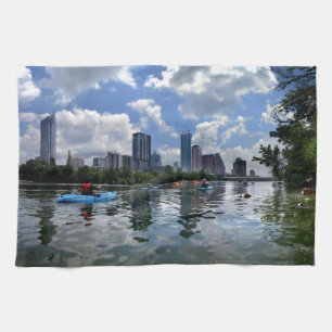 Ladybird Lake Kayaks and Dog Park - Austin, Texas Tea Towel