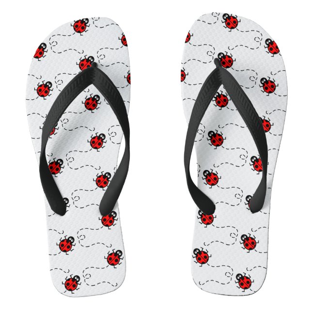 Ladybird Pattern Flip Flops (Footbed)