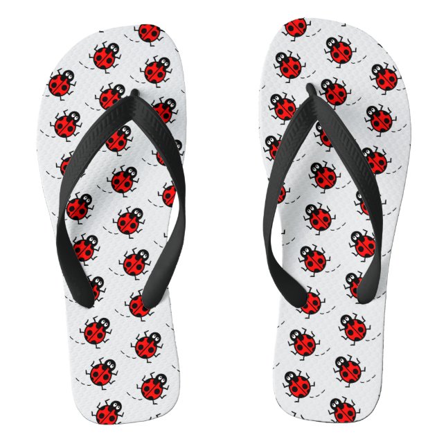 Ladybird Pattern Flip Flops (Footbed)
