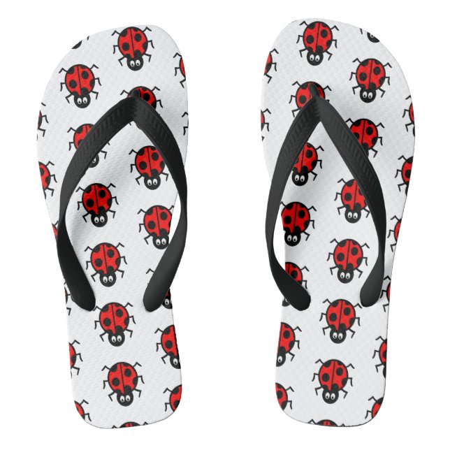 Ladybird Pattern Flip Flops (Footbed)