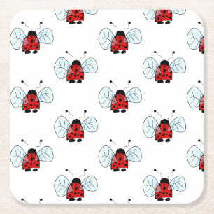 Ladybird Square Paper Coaster