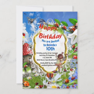 LADYBIRDS AND BUTTERFLIES INVITATION