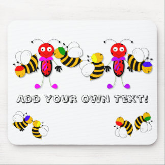 Ladybirds Ladybugs and Bees Cute Mousepad Design