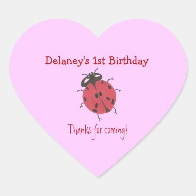 Ladybug 1st birthday sticker (Front)