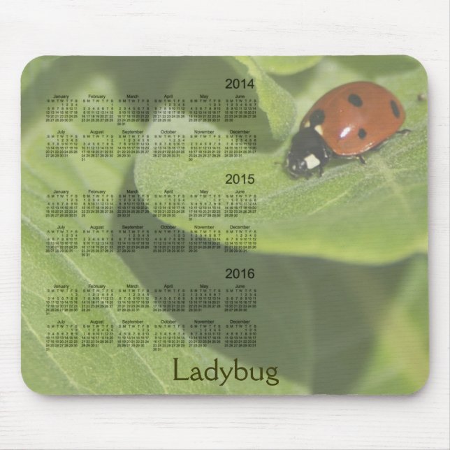 Ladybug 3 Year 2014-2016 Calendar Mousepad (Front)