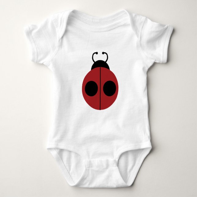 Ladybug 60s retro cool red yellow baby bodysuit (Front)