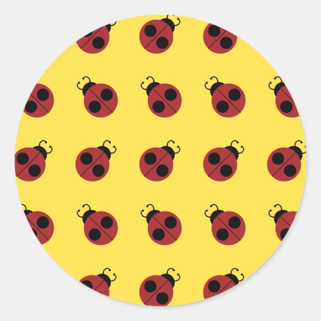 Ladybug 60s retro cool red yellow classic round sticker (Front)