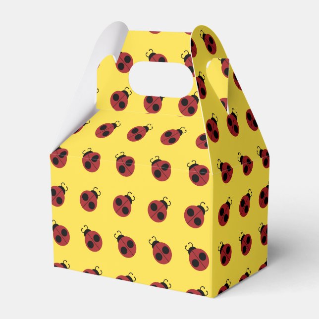 Ladybug 60s retro cool red yellow favour box (Front Side)