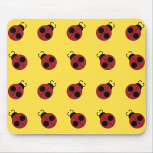Ladybug 60s retro cool red yellow mouse mat