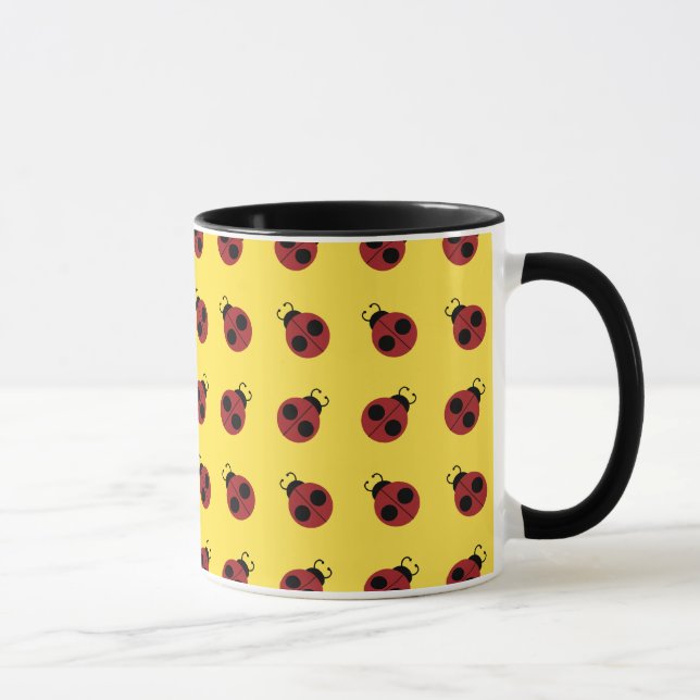 Ladybug 60s retro cool red yellow mug (Right)