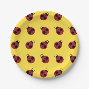 Ladybug 60s retro cool red yellow paper plate