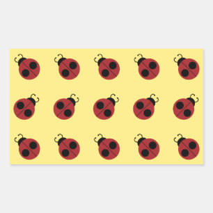 Ladybug 60s retro cool red yellow rectangular sticker