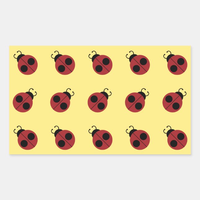 Ladybug 60s retro cool red yellow rectangular sticker (Front)