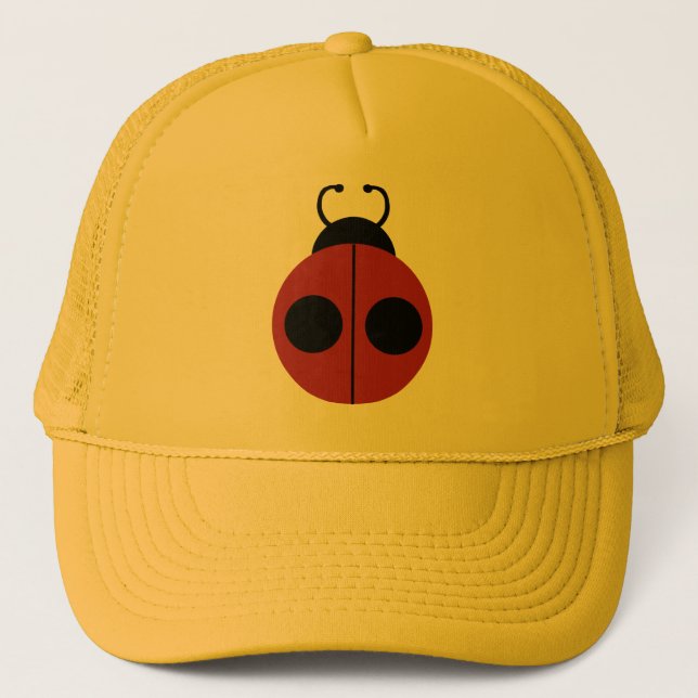Ladybug 60s retro cool red yellow trucker hat (Front)