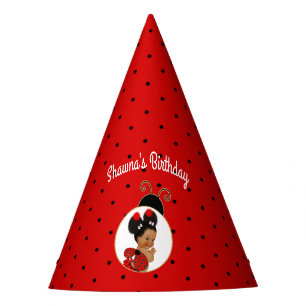 Ladybug African American Baby Girl Red & Black Party Hat