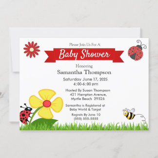 Ladybug and Bee Baby Shower Invitation