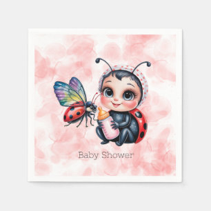 Ladybug and Butterfly Girl Baby Shower Napkin