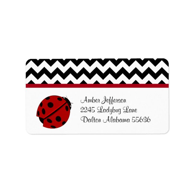 Ladybug and Chevron Pattern Address Labels (Front)