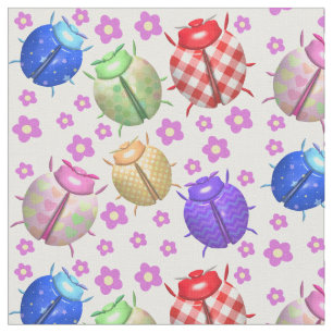 Ladybug and flowers baby kids children nursery fabric