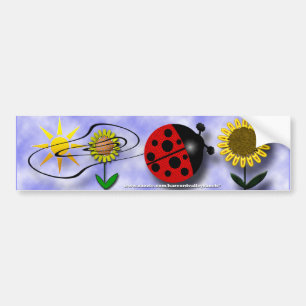 Ladybug and Flowers Bumper Sticker