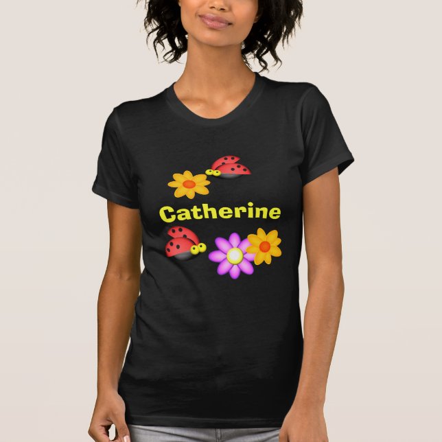Ladybug and Flowers T-Shirt (Front)