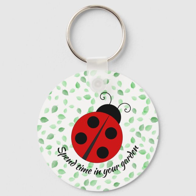 LadyBug and Leaves Design Keychain (Front)