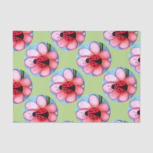 Ladybug and Pink Flower Tissue Paper