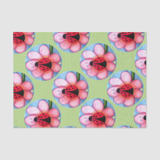 Ladybug and Pink Flower Tissue Paper